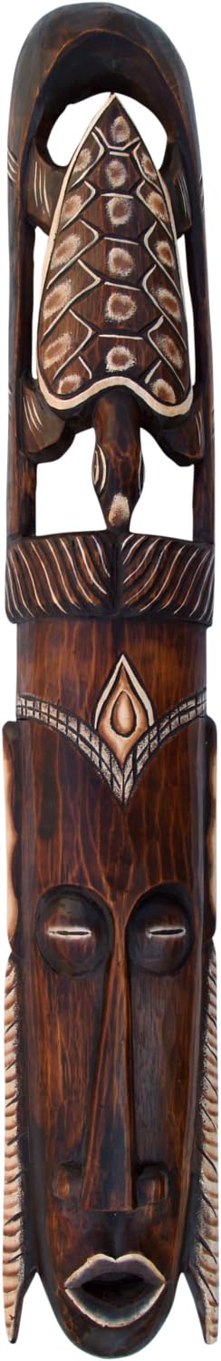 GURU SHOP Abstrakte Maske, Wandschmuck, Ethno Wanddekoration aus Balsaholz - Modell 20, 100x14x10 cm