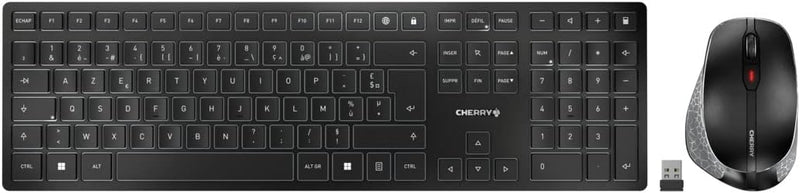 CHERRY DW 9500 Slim, kabelloses Tastatur- und Maus-Set, Französisches Layout (AZERTY), Bluetooth- od