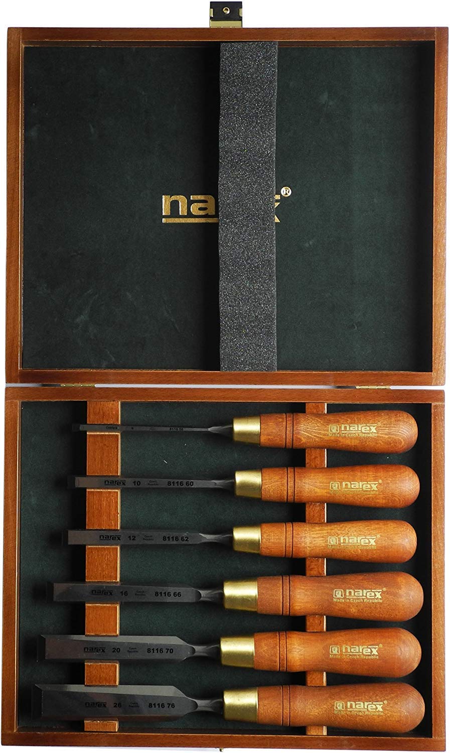 Narex Premium Stechbeitel Set, poliert, in Holzkiste, 6teilig