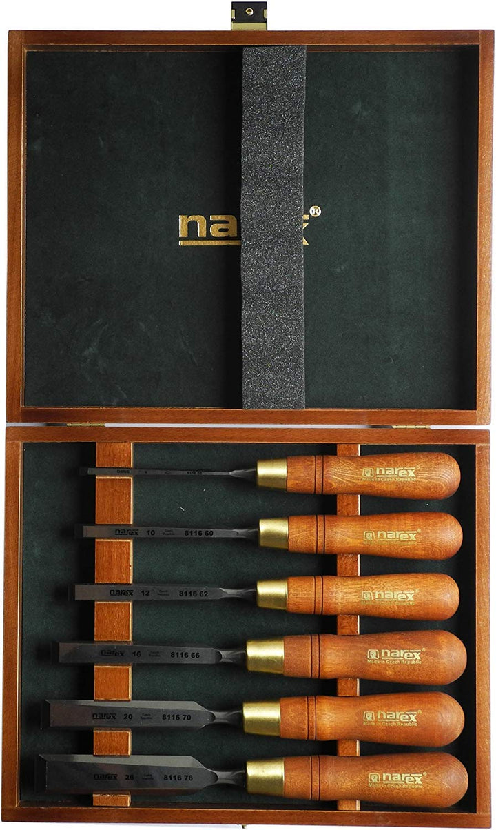 Narex Premium Stechbeitel Set, poliert, in Holzkiste, 6teilig