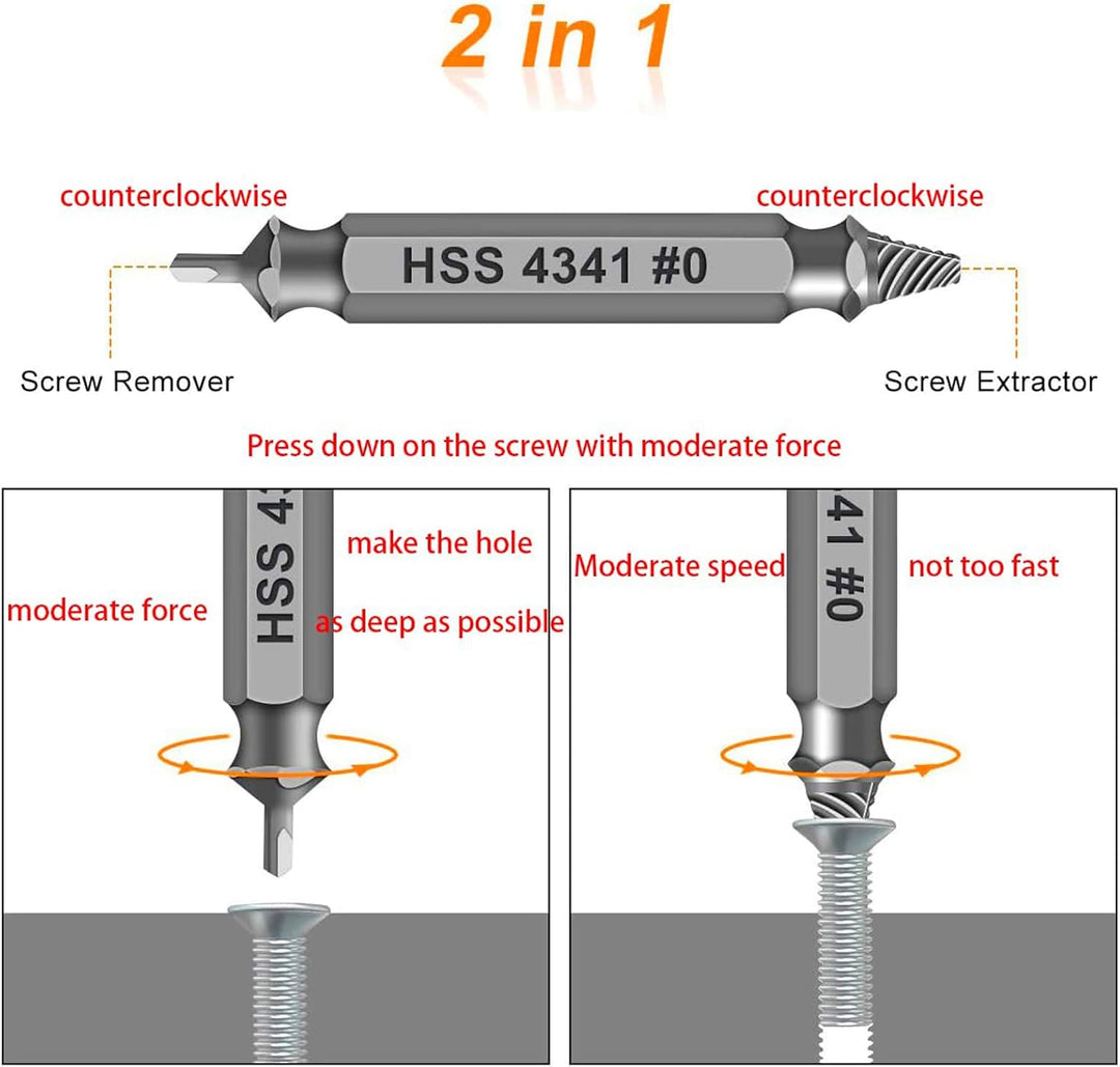 HSS 4341 Schraubenausdreher Set, 5-teilig M3-M18 Beschädigte Schrauben Entferner, Linksausdreher für