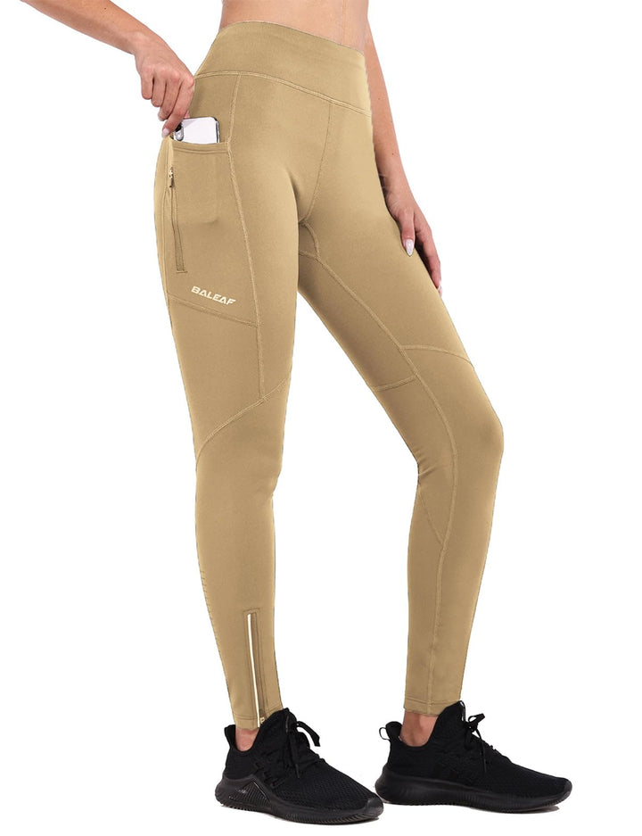 baleaf Thermoleggings Winter Damen Fahrradhose Lang mit Reissverschluss Warm Gefüttert Jogginghose R