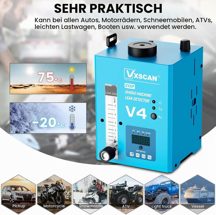 12V Nebelmaschine KFZ Rauchmaschine Lecksuchgerät EVAP mit Digitalem Druckmesser &amp; Luftmengenmesser