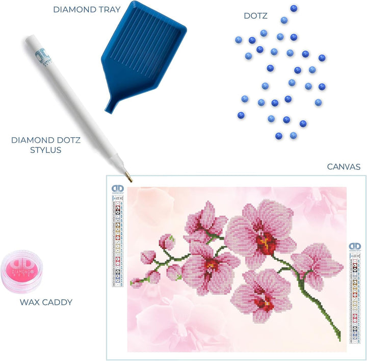 DIAMOND DOTZ Diamant-Malerei-Set, mittelgross, DD6, Orchideenspray, 37 x 27 cm 37 x 27cm Orchideensp
