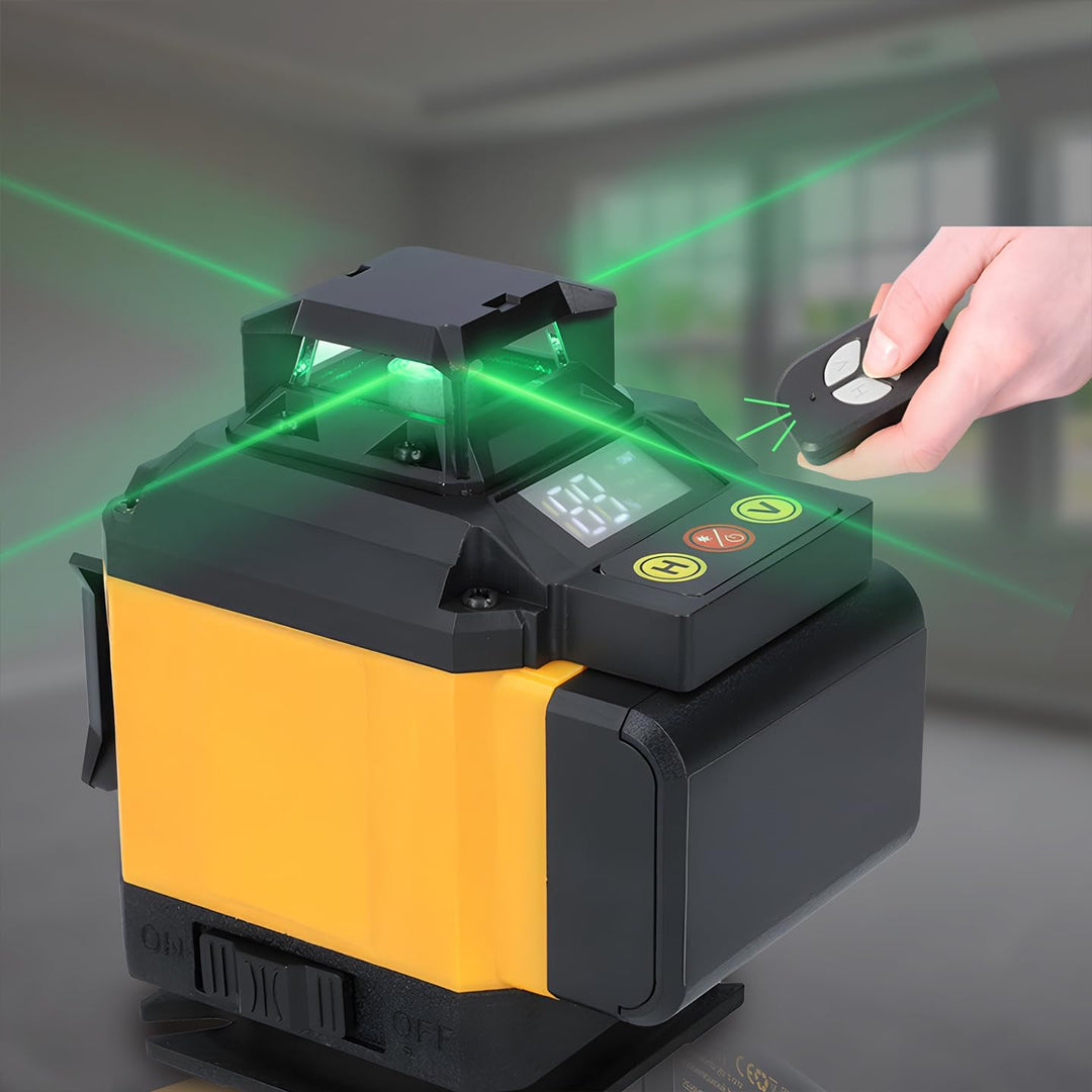Retoo Kreuzlinienlaser Mit Stativ, 3D Linienmessgerät Selbstnivellierend, Baulaser Mit LCD Anzeige,