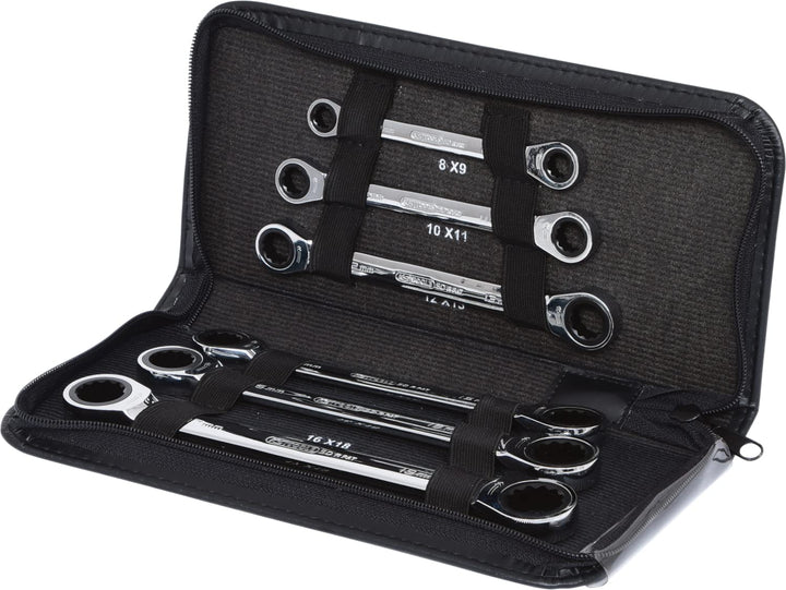 KS Tools 503.4557 GEARplus Doppel-Ratschenringschlüssel-Satz, 6-tlg. Lederetui