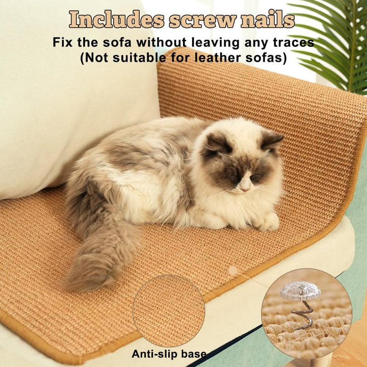 2 Stück Kratzmatte Katze, Kratzteppich Sisal, 60 x 30 cm Wand Katzenkratzbrett, Sisal Fussmatte Tepp
