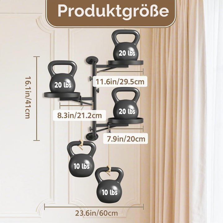 LASZOLA Rotierende Wandmontage Fenster Pflanzen Regale Indoor mit 2 Hängehaken, 3 Ebene schwebende M