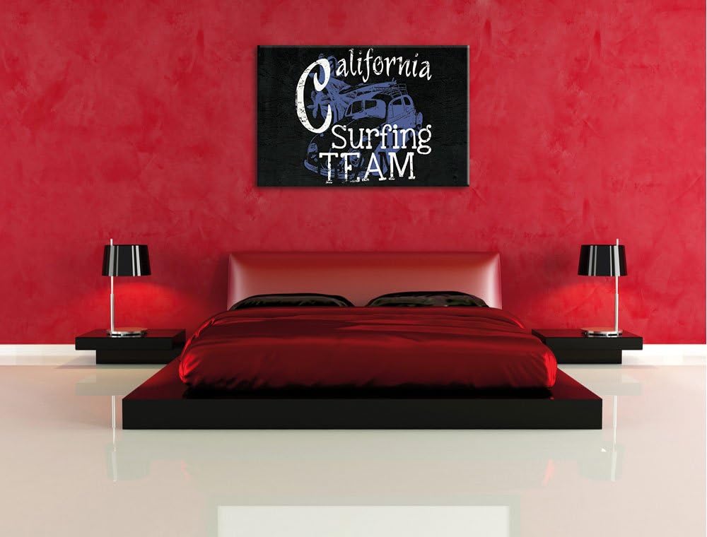 California Surfing-Team Black Format: 100x70auf Leinwand, XXL riesige Bilder fertig gerahmt mit Keil