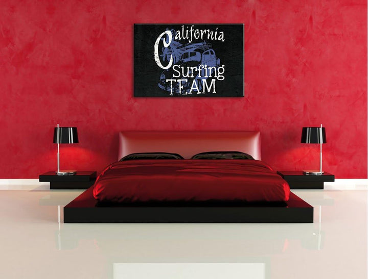 California Surfing-Team Black Format: 100x70auf Leinwand, XXL riesige Bilder fertig gerahmt mit Keil