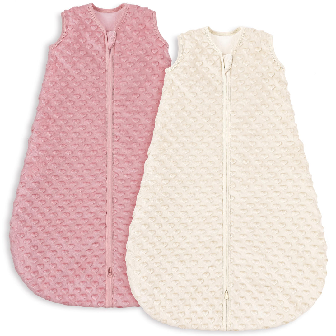 Yoofoss Schlafsack Baby Winter 1.5 Tog - 2er Pack 1.5 Tog-Beige + Aprikose 78cm/6-12 Monate, 1.5 Tog