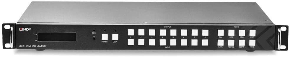 LINDY Matrix Video 8x8 HDMI 18G mit Scaler für Wand Monitor