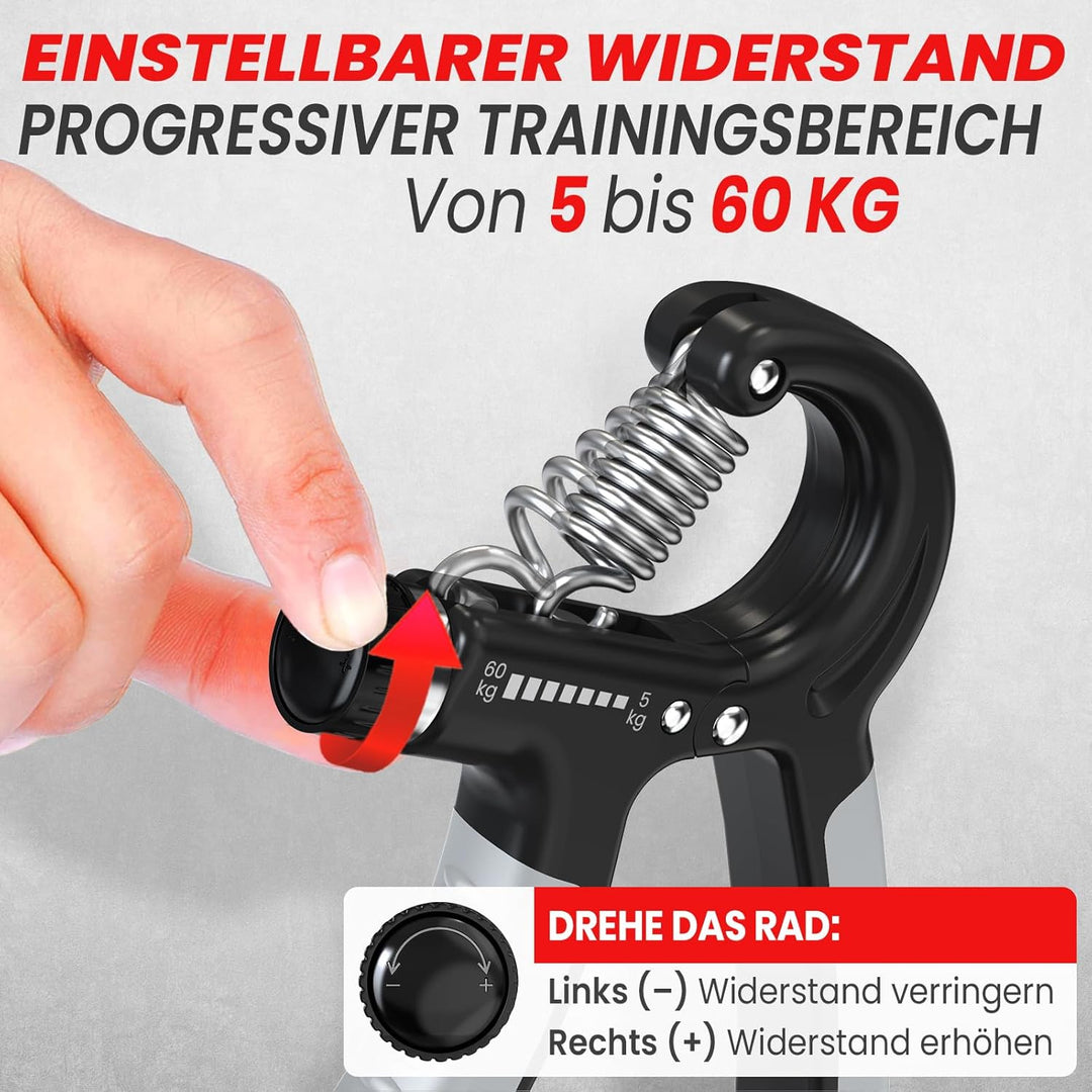 FUNFLEX Handtrainer Fingertrainer, Griffkraft Trainer 2er Set, 5-60kg Einstellbarer Widerstand Unter