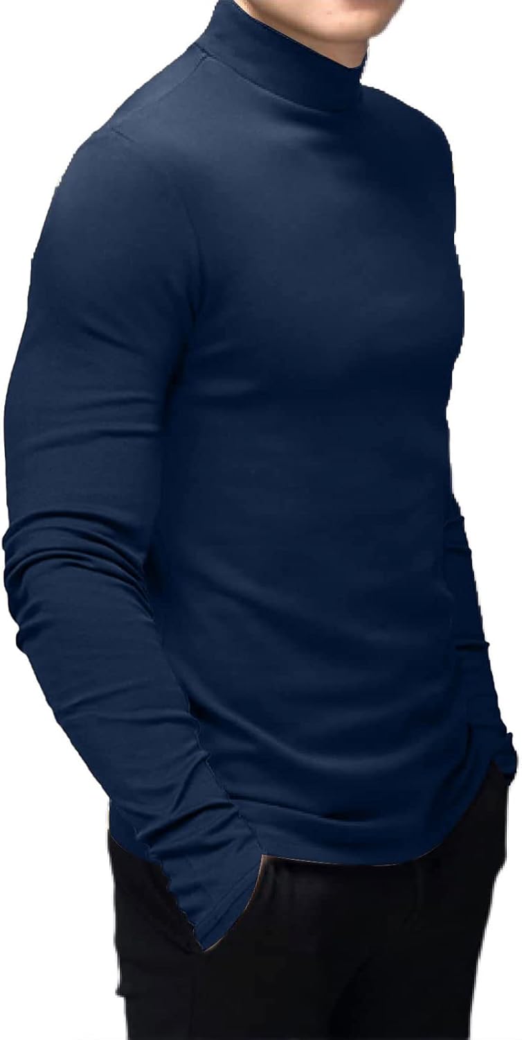 Herren T-Shirt Kurzarm Polo Neck Basic Mock Turtleneck Slim Fit Solid Tops, XL 2-schwarzblau