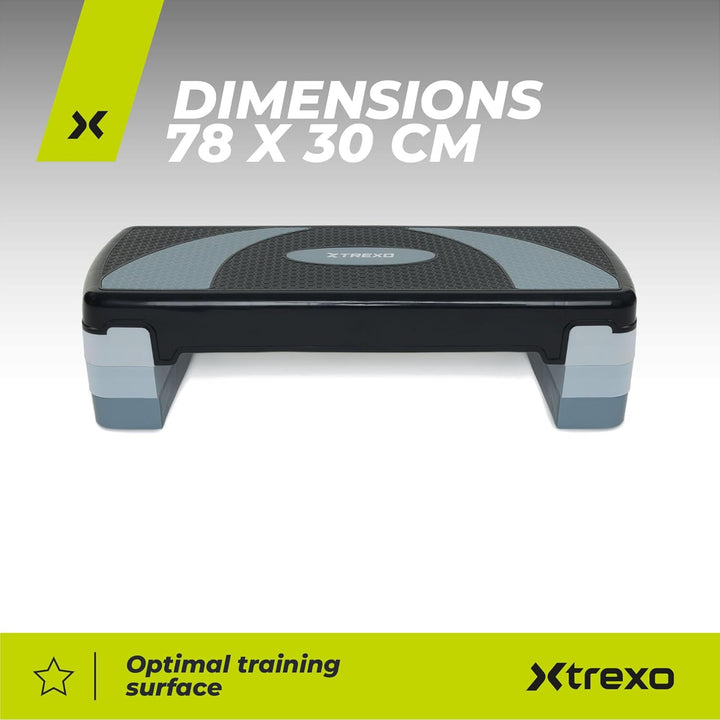 TREXO Aerobic Step 78 x 30 cm Für Cardio- und Fitnesstraining Höhenverstellbar 10-20 cm Langlebig au
