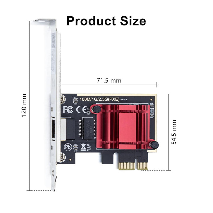 10Gtek® 2500/1000/100Mbps NIC PCIe Netzwerkadapter PCIe Gigabit Ethernet Karte, Single RJ-45 Port, m