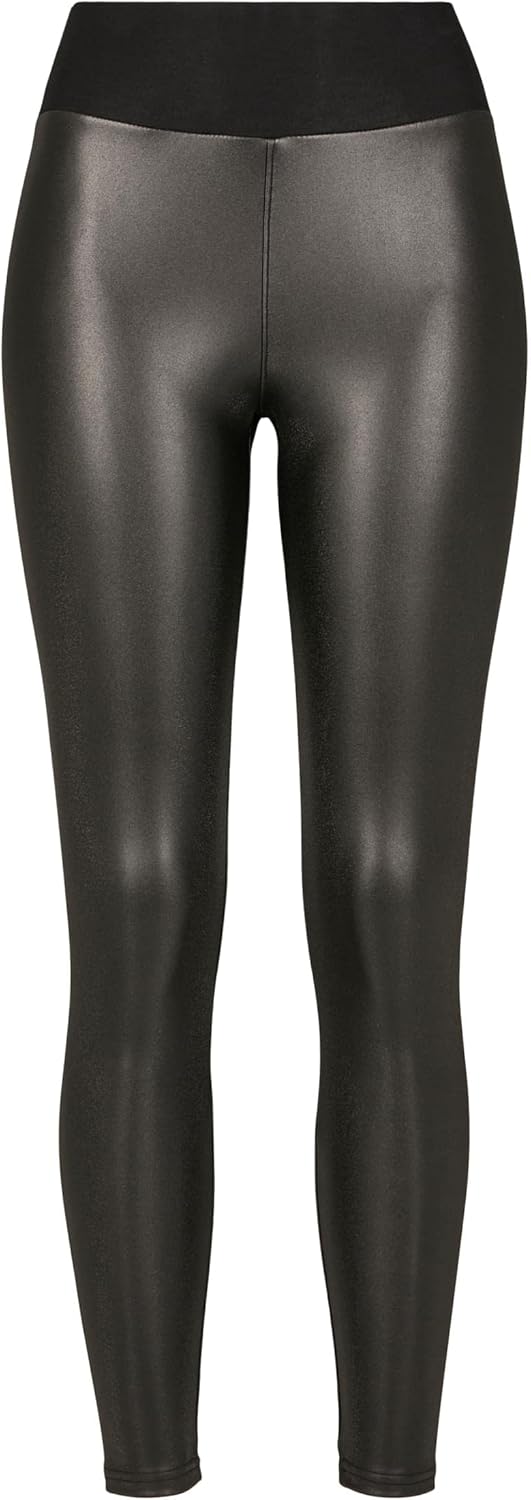 Urban Classics Damen Ladies Faux Leather High Waist Leggings 2-Pack S Black+black, S Black+black