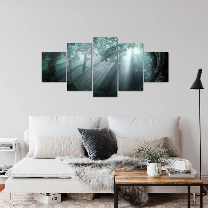 Runa Art Wandbilder Wald Landschaft 5 Teilig Bild auf Vlies Leinwand Deko Schlafzimmer Wohnzimmer So