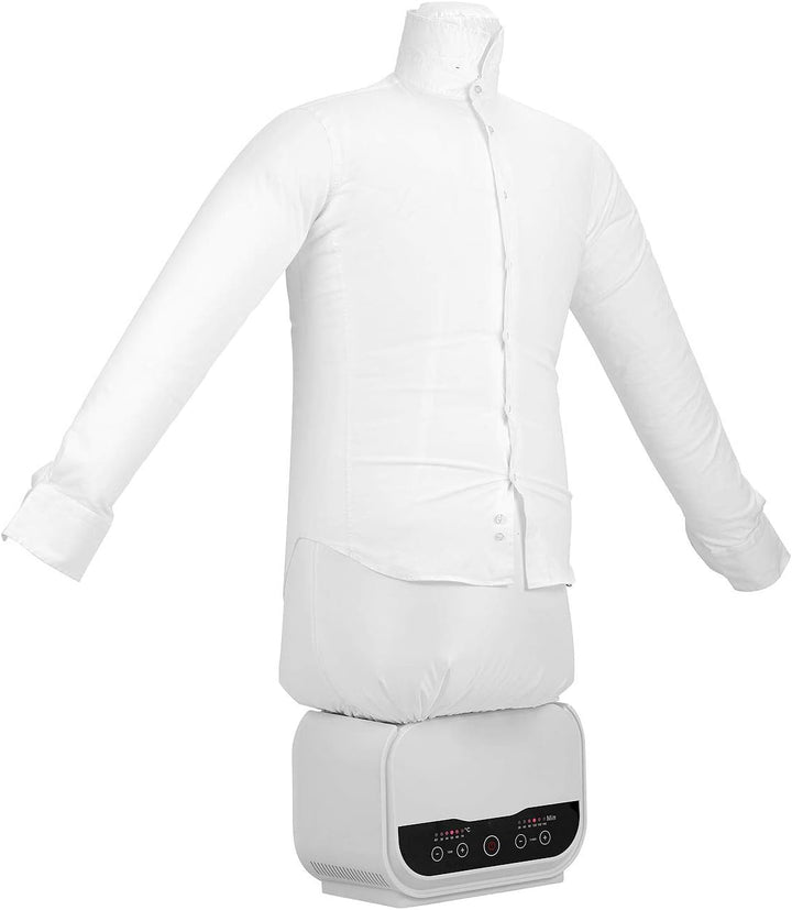 Sichler Haushaltsgeräte Hemdenbügler: Digitale 2in1-Bügelpuppe mit Warmluft-Gebläse, Timer, 1.200 Wa