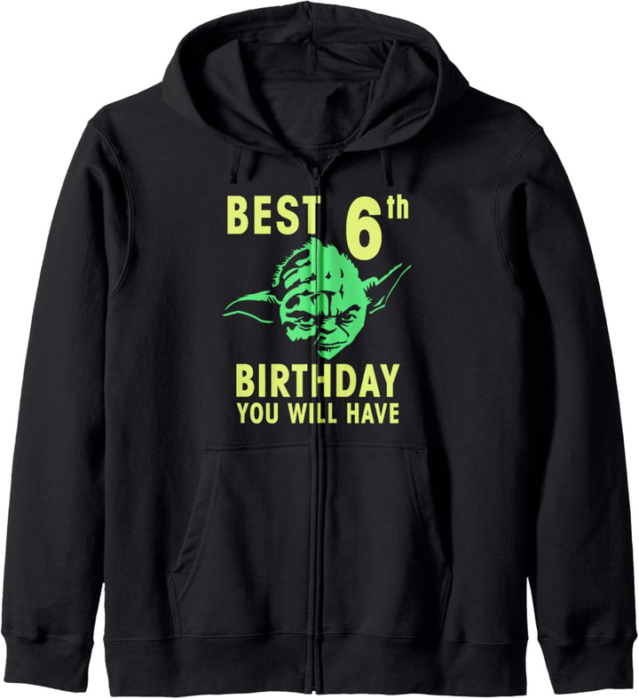 Star Wars Yoda Best 6th Birthday You Will Have Stencil Kapuzenjacke
