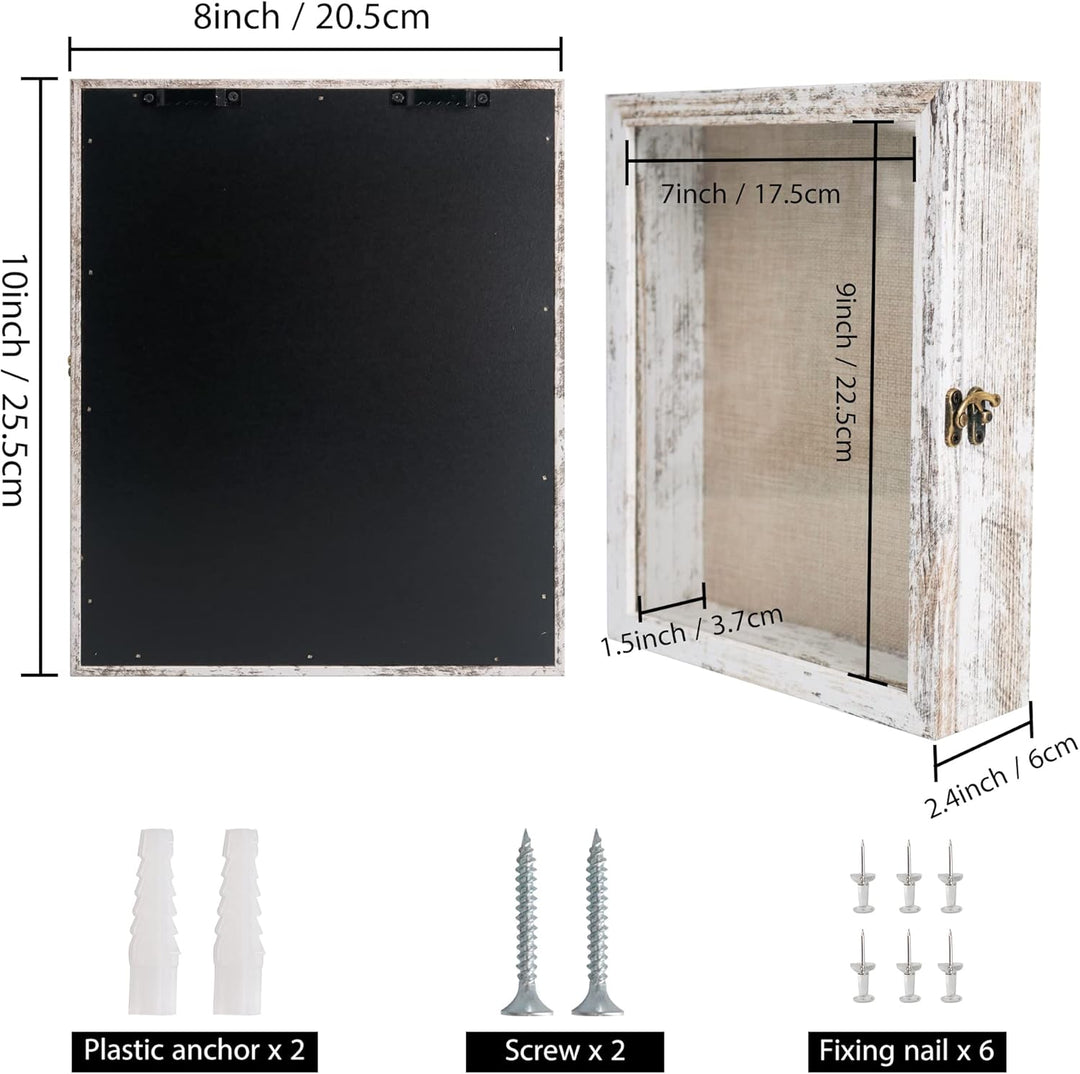GraduationMall Weiss 20x25cm 3D Bilderrahmen Tief Objektrahmen Schaukasten Türvitrine Retro Weiss,Ge