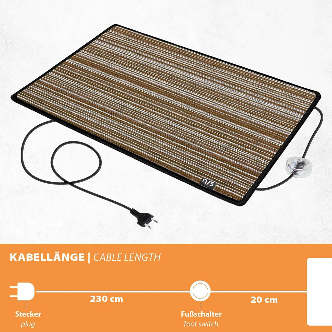 Mi-Heat Chenille Braun 50x75cm Elektrische Heizmatte Bodenheizung Beheizbare Fussmatte 230V 100W Inf