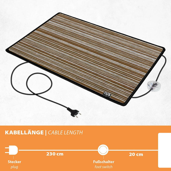 Mi-Heat Chenille Braun 50x75cm Elektrische Heizmatte Bodenheizung Beheizbare Fussmatte 230V 100W Inf