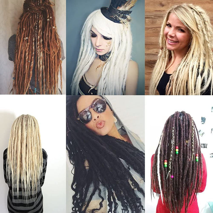 100% Echthaar Dreadlock Extensions 20 Zoll 5 Stränge/Pack Handgemachte Crochet Dreadlocks Extension