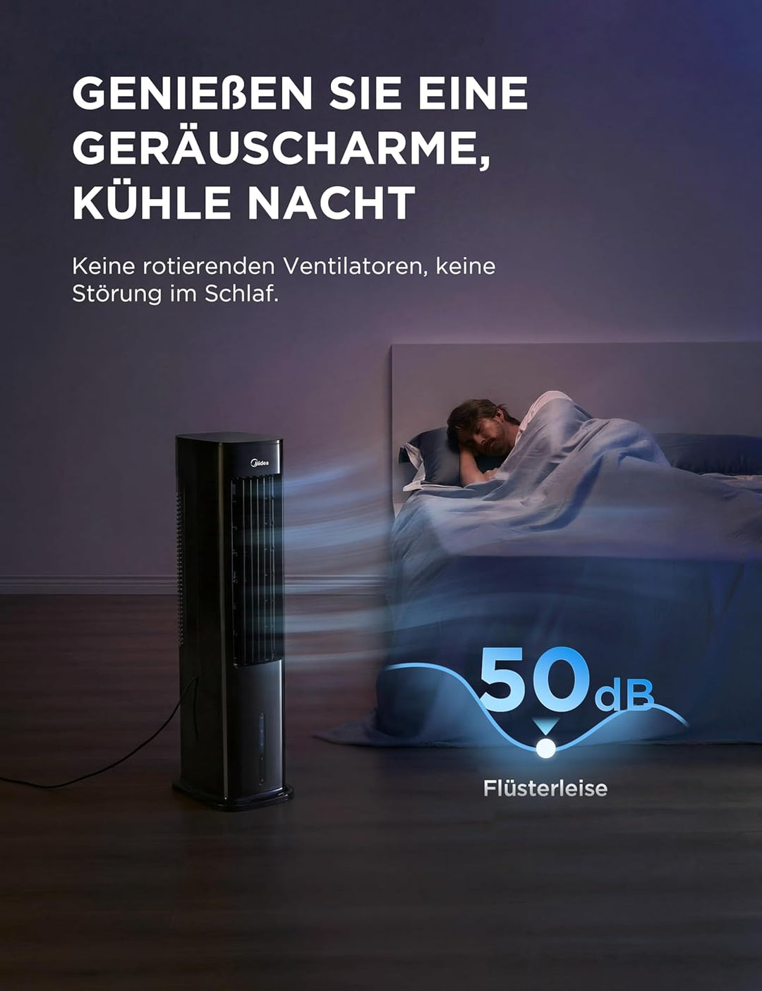 Midea Silent Air Cooler Pro 4-in-1 Mobile Klimaanlage Leiser:Luftkühler,Turmgebläse,Luftbefeuchter u