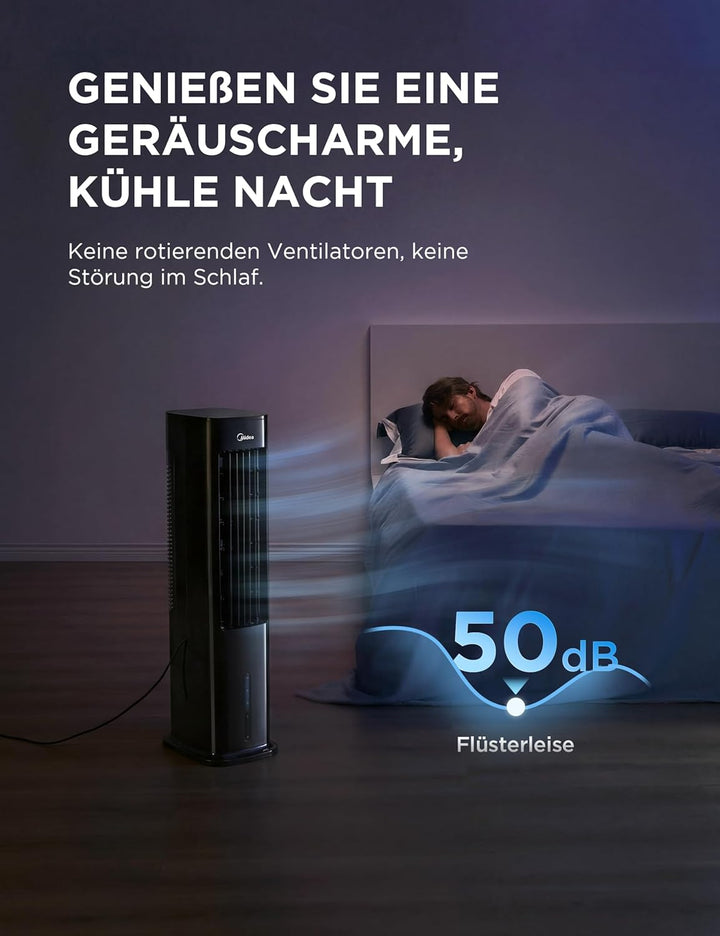 Midea Silent Air Cooler Pro 4-in-1 Mobile Klimaanlage Leiser:Luftkühler,Turmgebläse,Luftbefeuchter u