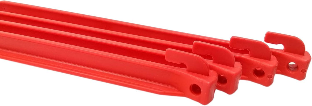ToCi 12 x Kunststoff-Heringe 30 cm – Lange Zeltnägel mit T-Profil & Öse in Rot - Zeltbefestigung für
