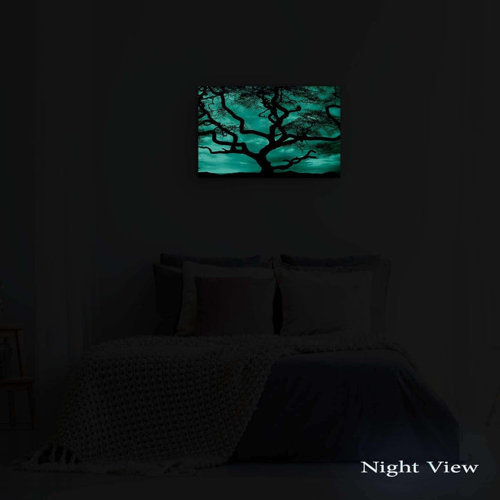 Startonight Leinwandbilder Schwarz und Weiss Sonnenuntergang Hinter dem Baum, Doppelansicht Überrasc