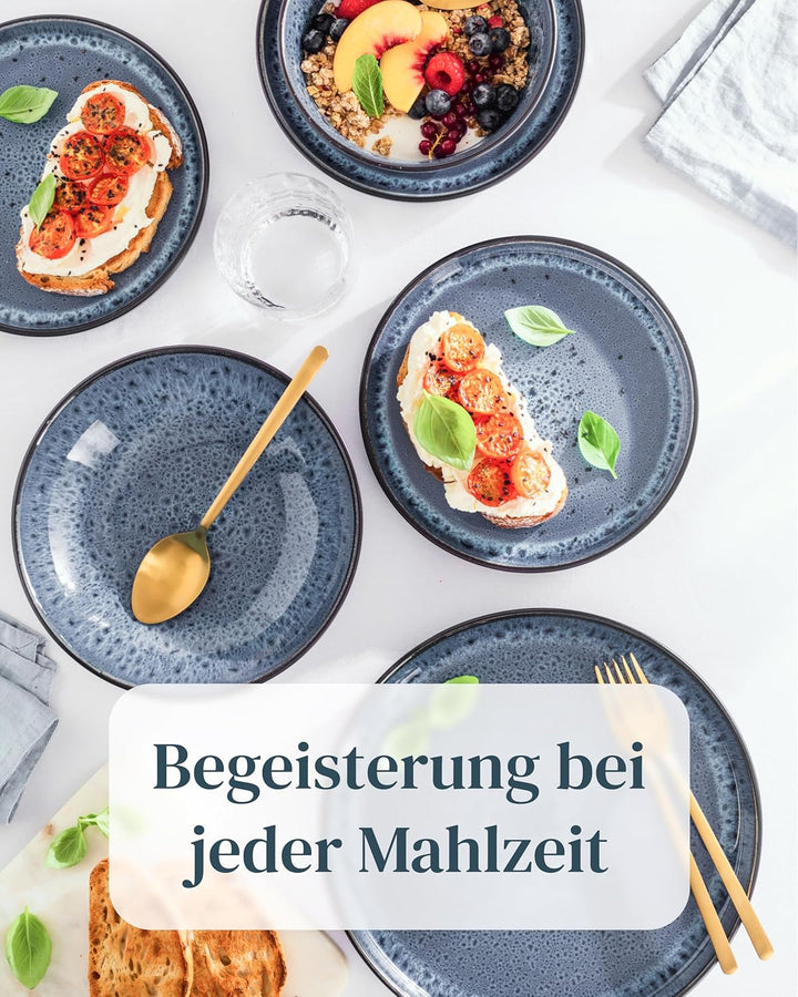Steingut Suppenteller 6 Personen Ibiza TESTSIEGER, Traumhaftes Mediterranes Steingut Tiefe Teller Se