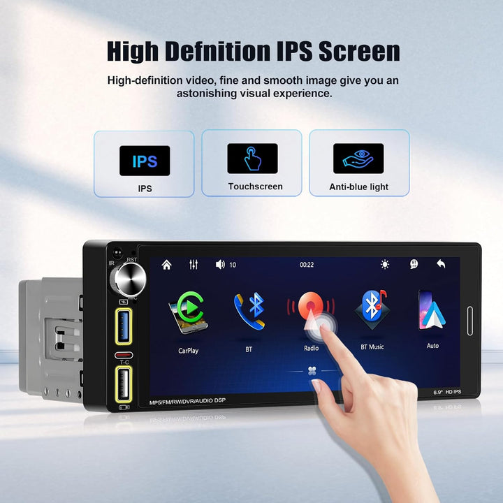 【Wireless】 CAMECHO Autoradio 1 DIN mit Carplay Wireless Android Auto Bluetooth Freisprecheinrichtung