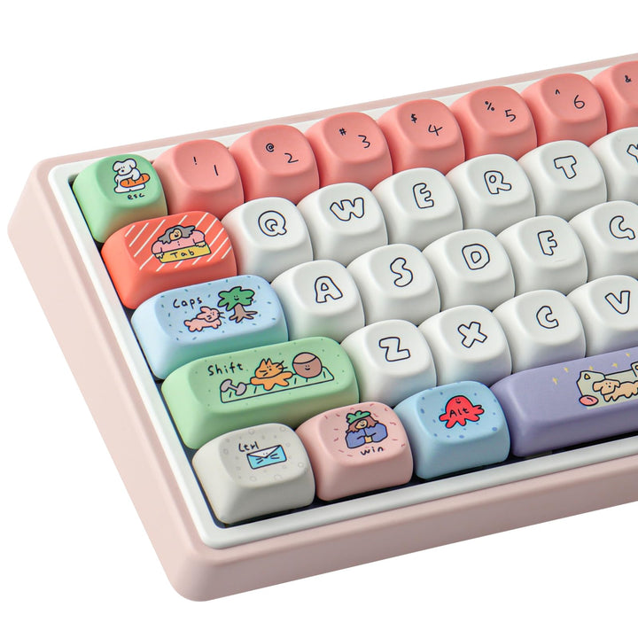 Tsungup PBT Keycaps, Custom Cute Keycaps 126 Tasten MOA Profil Dye-Sublimation Keycap Set Kompatibel