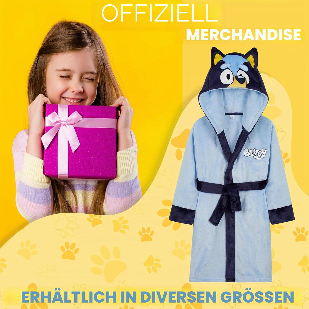 BlueY Mädchen Fleece Bademantel mit Kapuze und Bindegürtel, gemütlicher Morgenmantel - Geschenke für