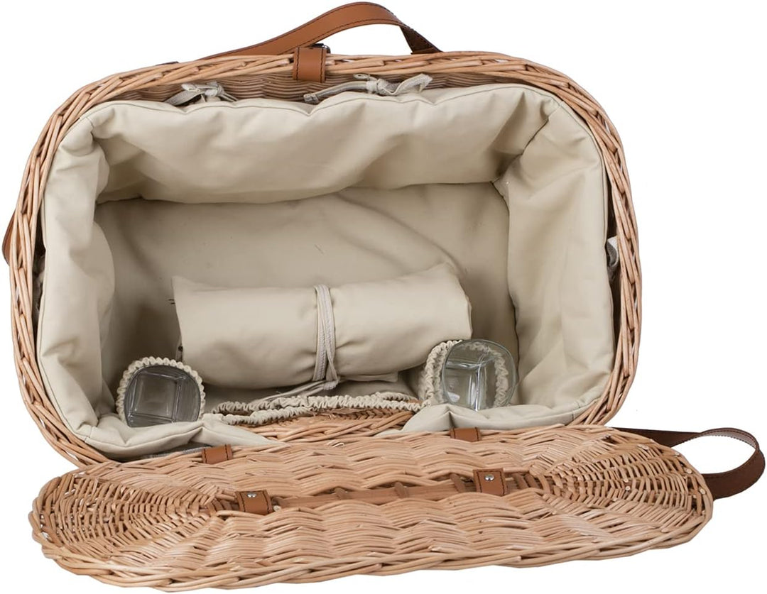 Picknickkorb aus Weide XXL Weidenkorb mit dem Deckel grosser Aufbewahrungskorb für Obst und Gemüse P