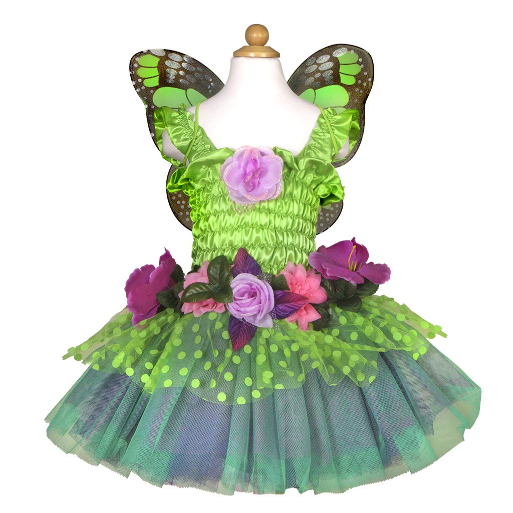Trullala Feenkleid grün mit Flügeln, Feenkostüm, Grösse: S (2-4 Jahre)