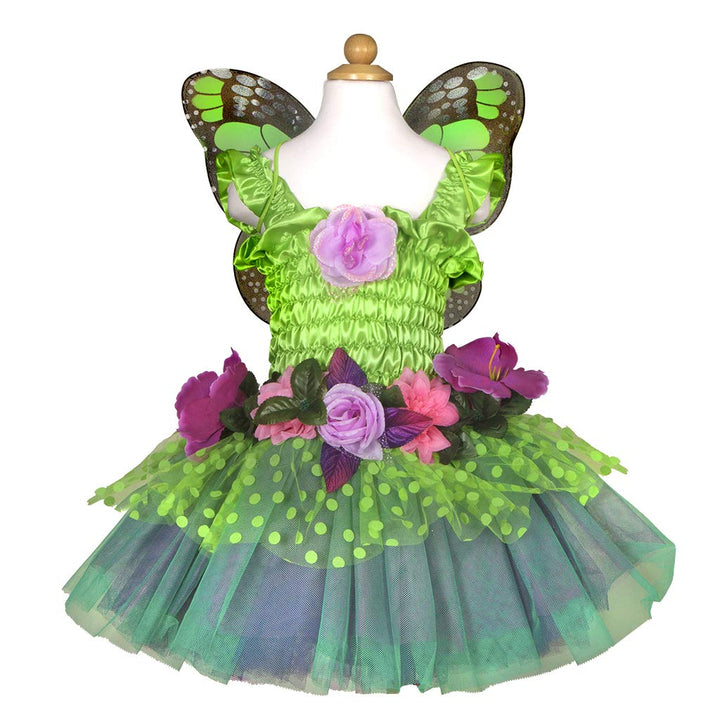 Trullala Feenkleid grün mit Flügeln, Feenkostüm, Grösse: S (2-4 Jahre)