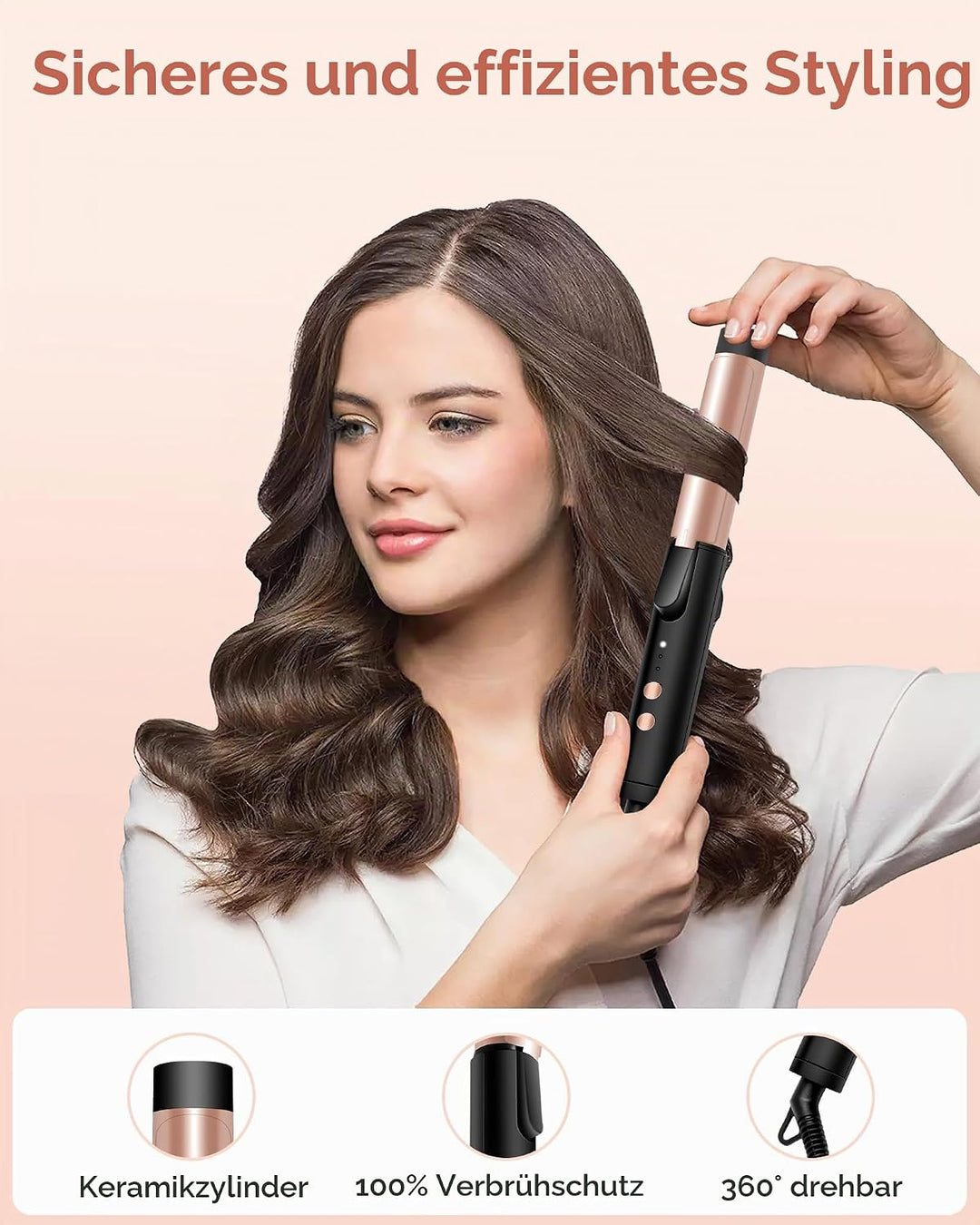 UKLISS Mini Lockenstab 25mm - Lockenstab Kurze Haare 160-200°C, Reise Mini Hair Curler für Kurze und