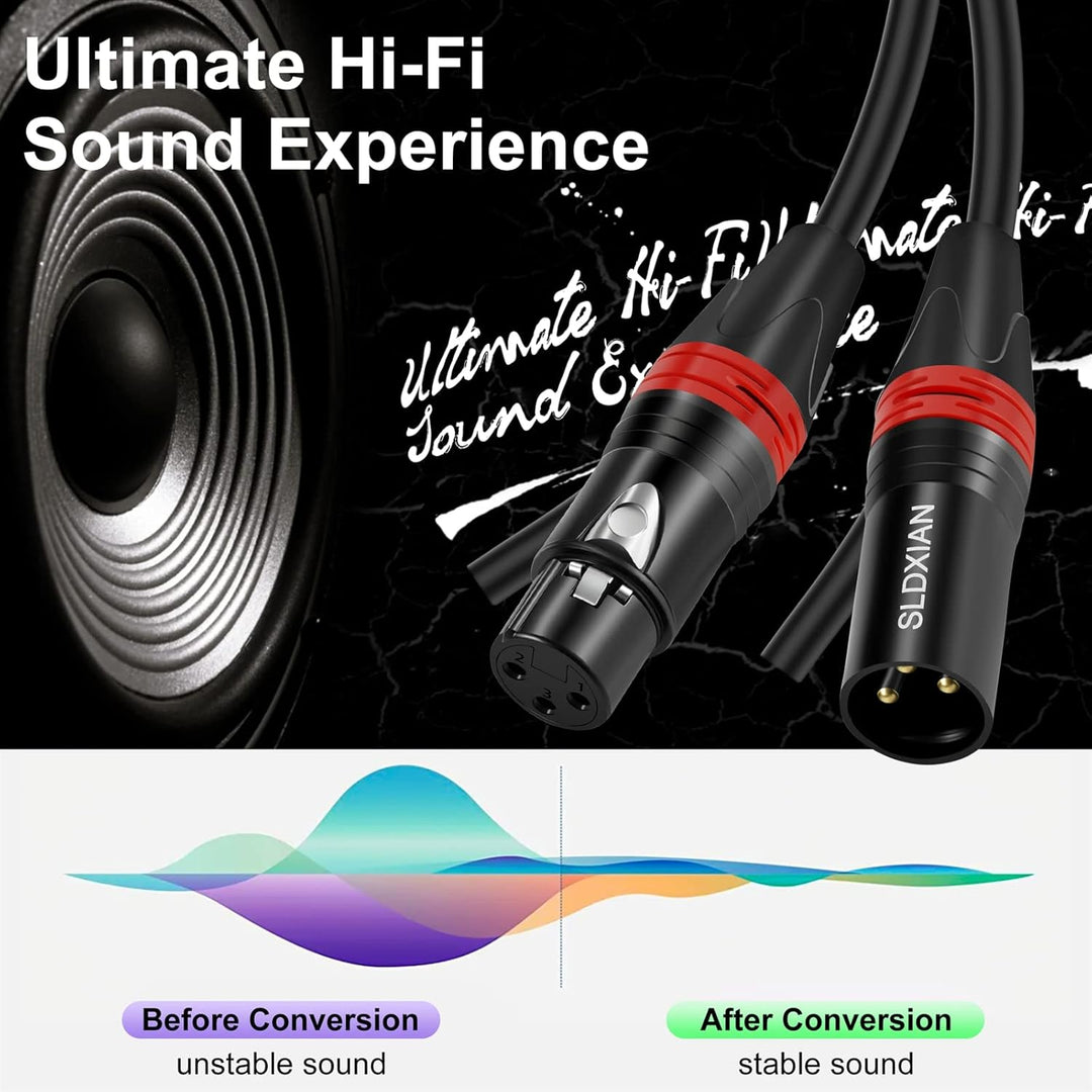 SLDXIAN XLR Kabel, Mikrofonkabel XLR Stecker auf XLR Busche, XLR Verlängerung für Verstärker, Mixer,