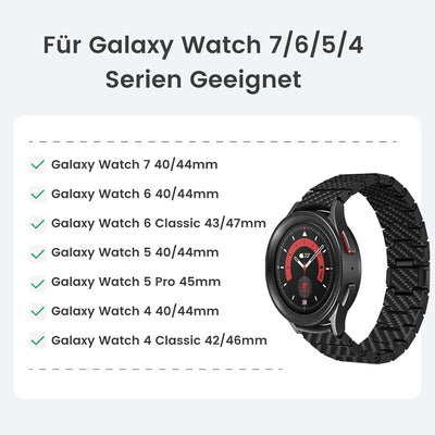 pitaka Carbon Armband für Samsung Galaxy Watch 6/6 Classic/5/5Pro/4 Classic/4 aus Kohlefaser Uhrenar