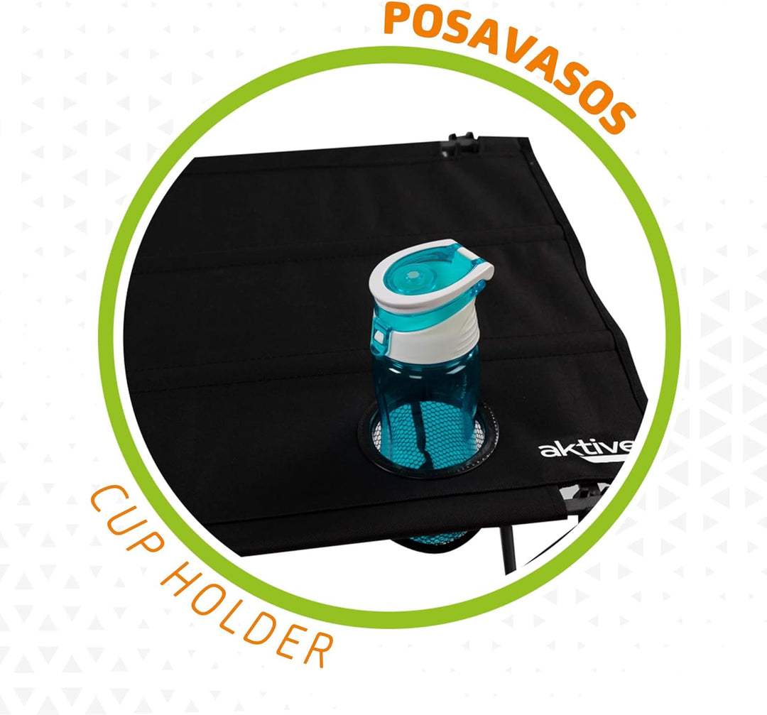 AKTIVE 52843-Klapptisch Textil 61x53x51 cm Camping, Metallrohr + Polyester, rot