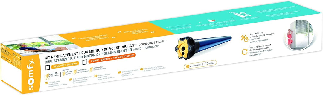 Somfy 1240386 - Rollladenmotor Ersatz-Kit, kabelgebunden für klassische Fensterrollläden, Ersatz-Kit