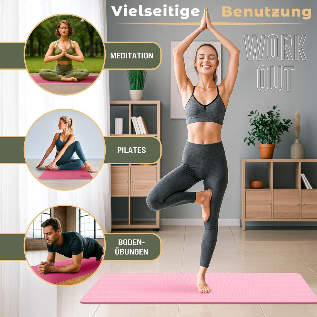 Yogamatte Phthalatfrei | Gymnastikmatte rutschfest | Fitnessmatte schadstofffrei | Trainingsmatte mi