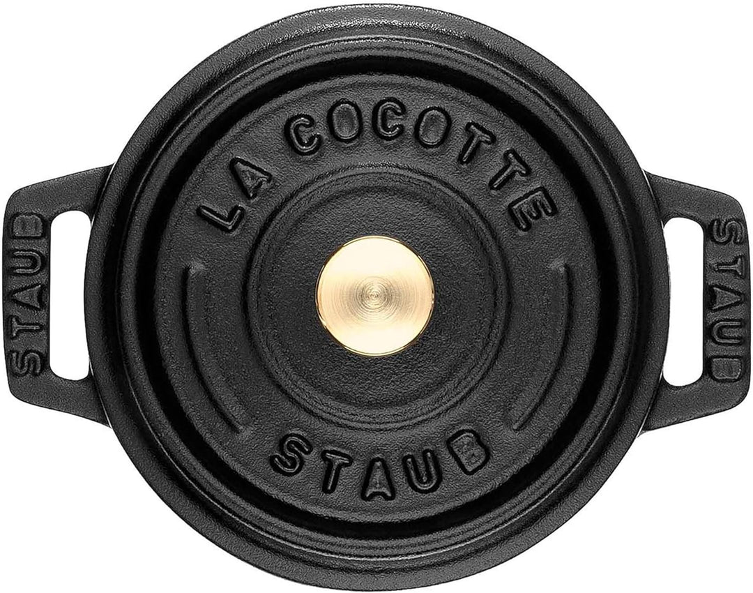Staub 40500-101-0 Mini Cocotte, rund mit Deckel 10 cm, 0,25 L, induktionsgeeignet, mit mattschwarzer