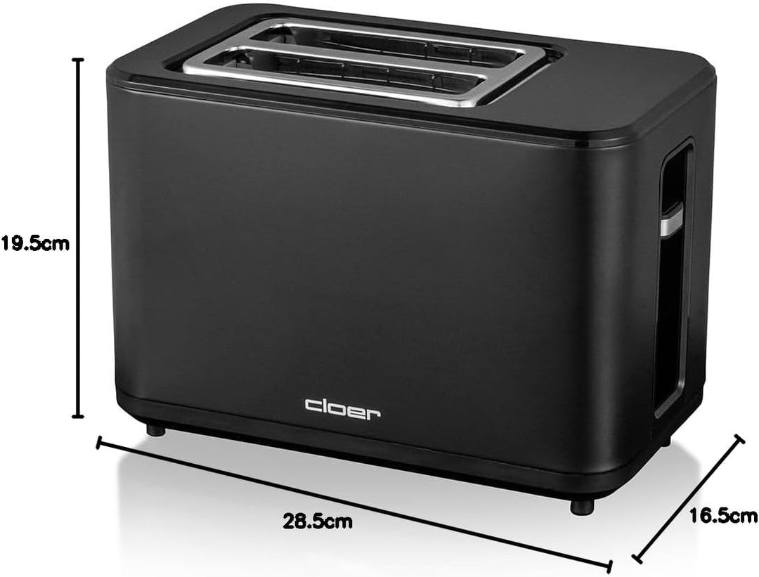 Cloer 3930 Digitaler Toaster für 2 Scheiben, Touch-Funktion, 750-900 W, Restzeitanzeige, Auftaufunkt