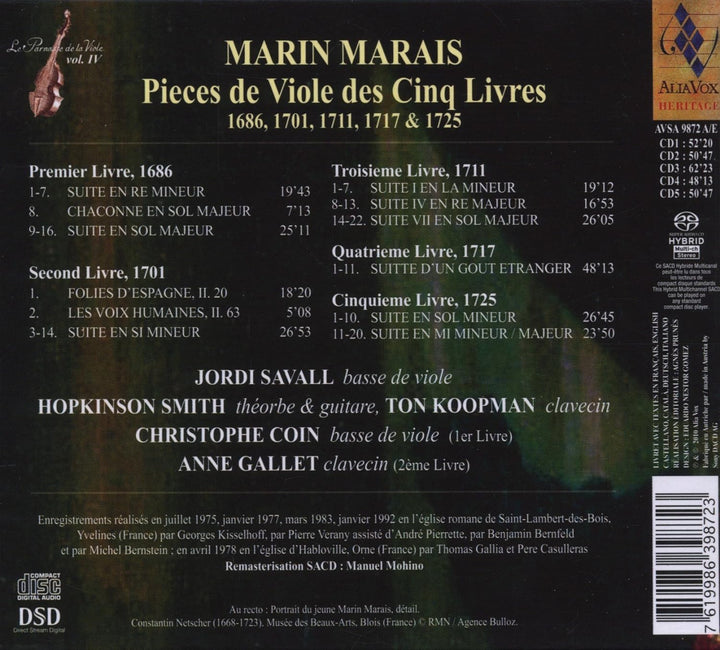 Pieces de Viole des Cinq Livres, Audio-CD