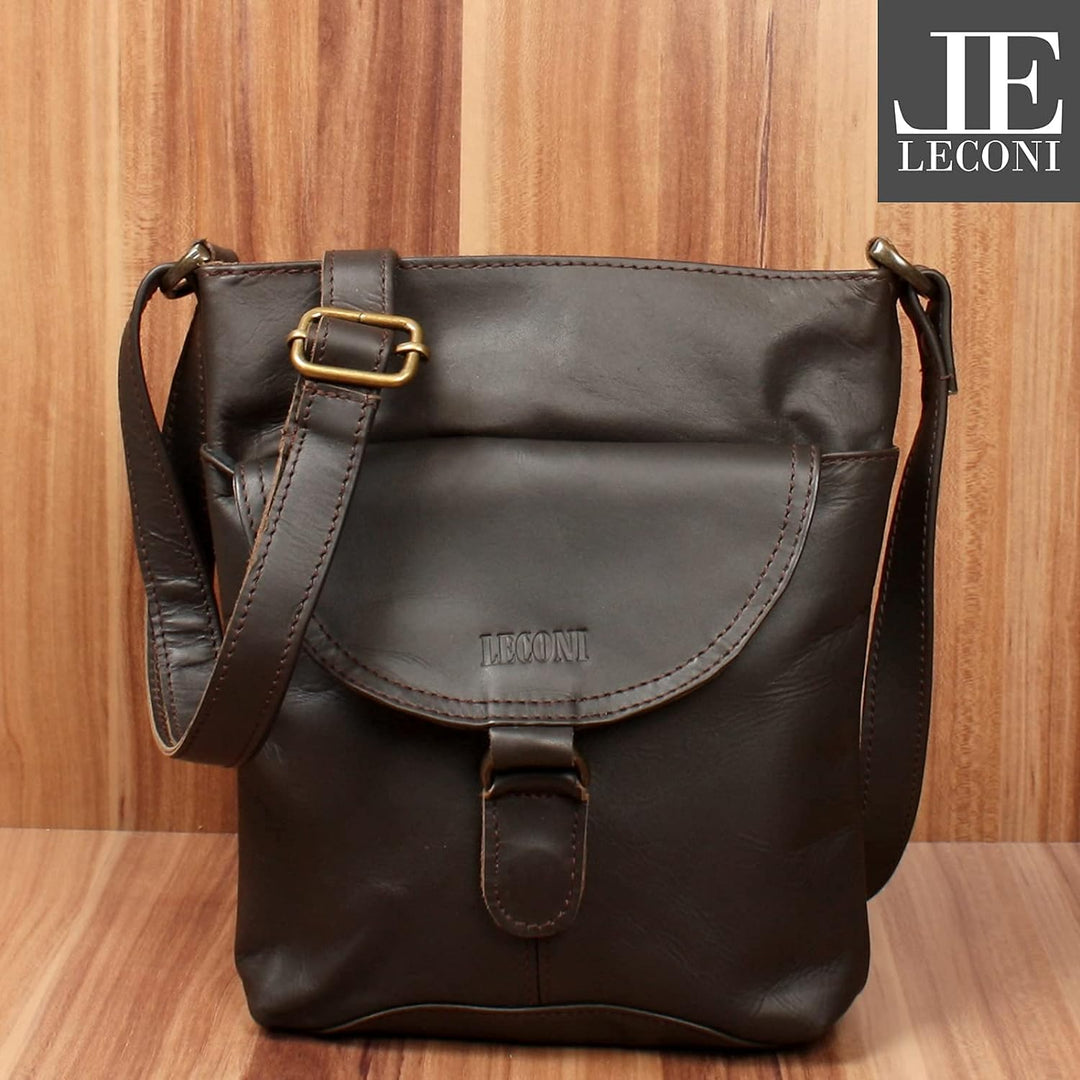 LECONI Umhängetasche Schultertasche Damen Damentasche Frauen Handtasche Ledertasche Used-Look Leder