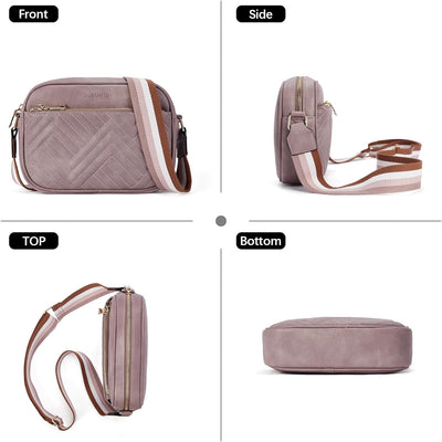 BOSTANTEN Damen Handy Umhängetasche, Crossbody Bag mit verstellbarem Breiter Gurt, PU Leder Gesteppt